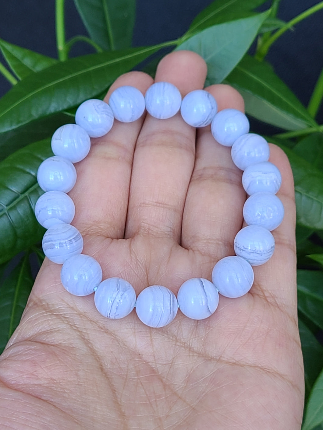 Vòng Đá Mã Não Vân Xanh, 10mm(Blue Lace Agate)