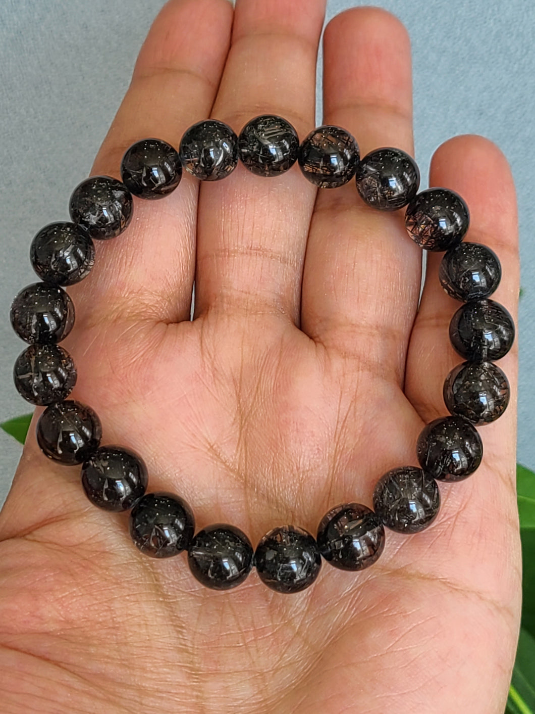 Vòng Đá Thạch Anh Tóc Đen Đậm VIP, 9mm - 9.5 mm (Black Rutilated Quartz)