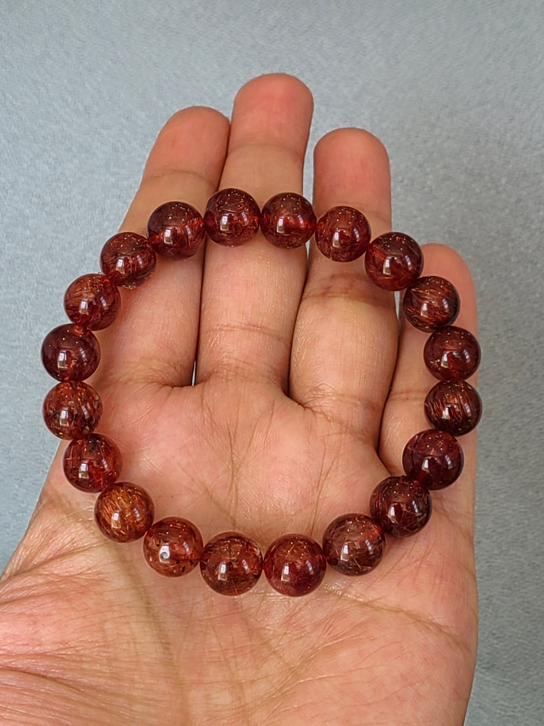 Vòng Đá Thach Anh Tóc Đỏ SUPPER VIP,9.5 - 10MM (Red Rutilated Quartz)