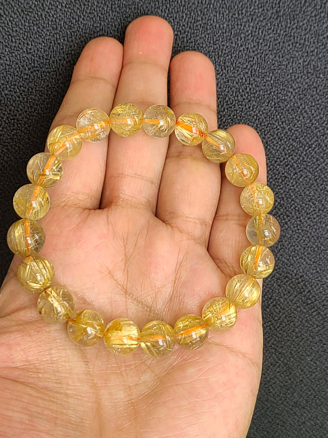 Vòng Đá Thạch Anh Tóc Vàng VIP, 9.5mm - 10mm ( Golden Rutilated Quartz)