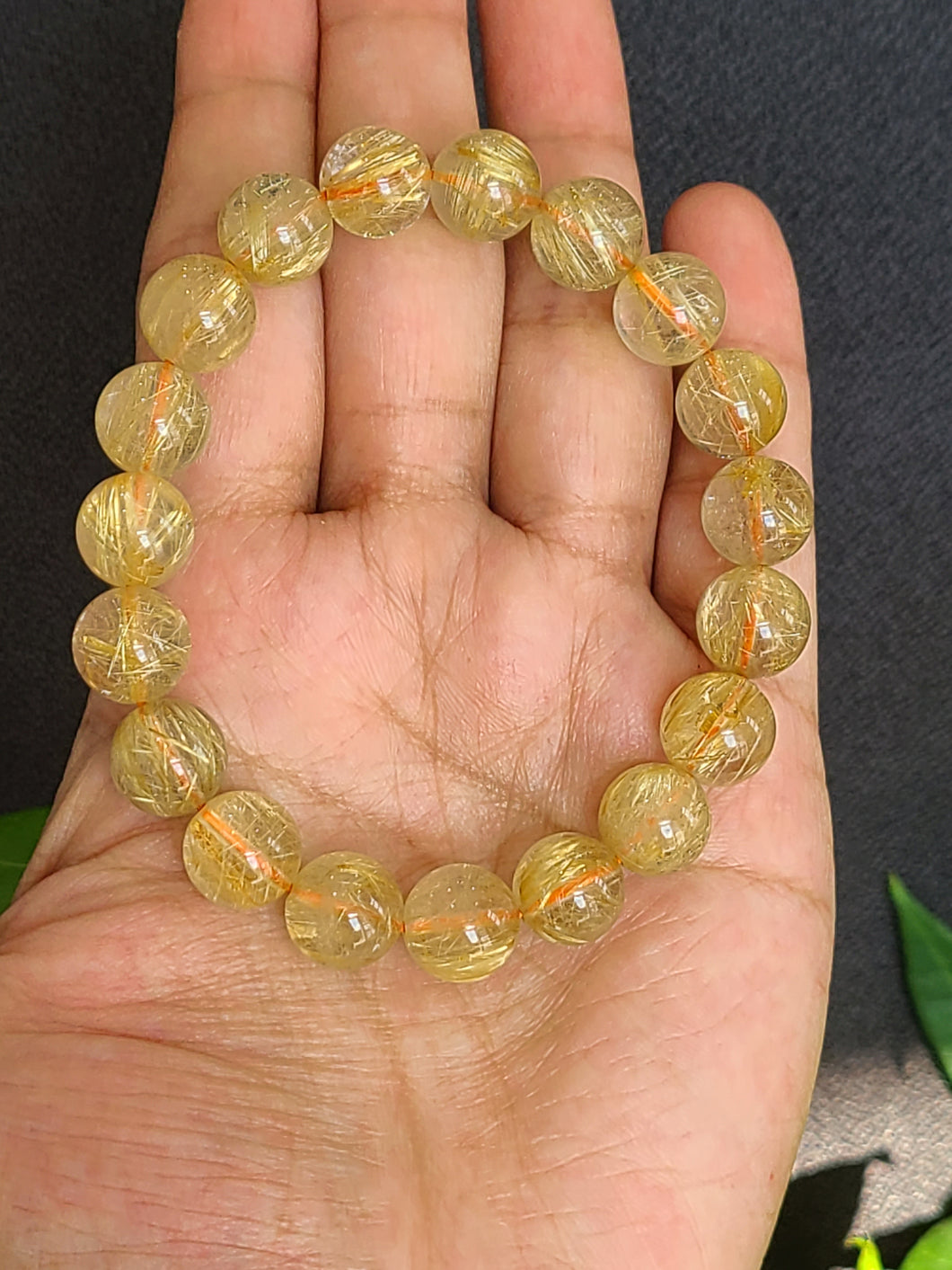 Vòng Đá Thạch Anh Tóc Vàng SUPPER VIP, 10.5 mm ( Golden Rutilated Quartz)