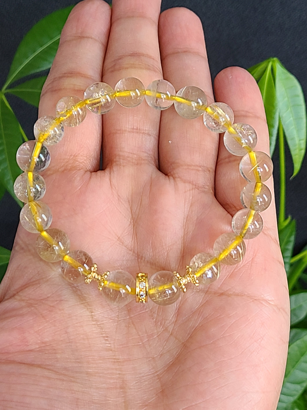 Vòng Đá Thạch Anh Vàng kết hợp charm, 8mm (Citrine)