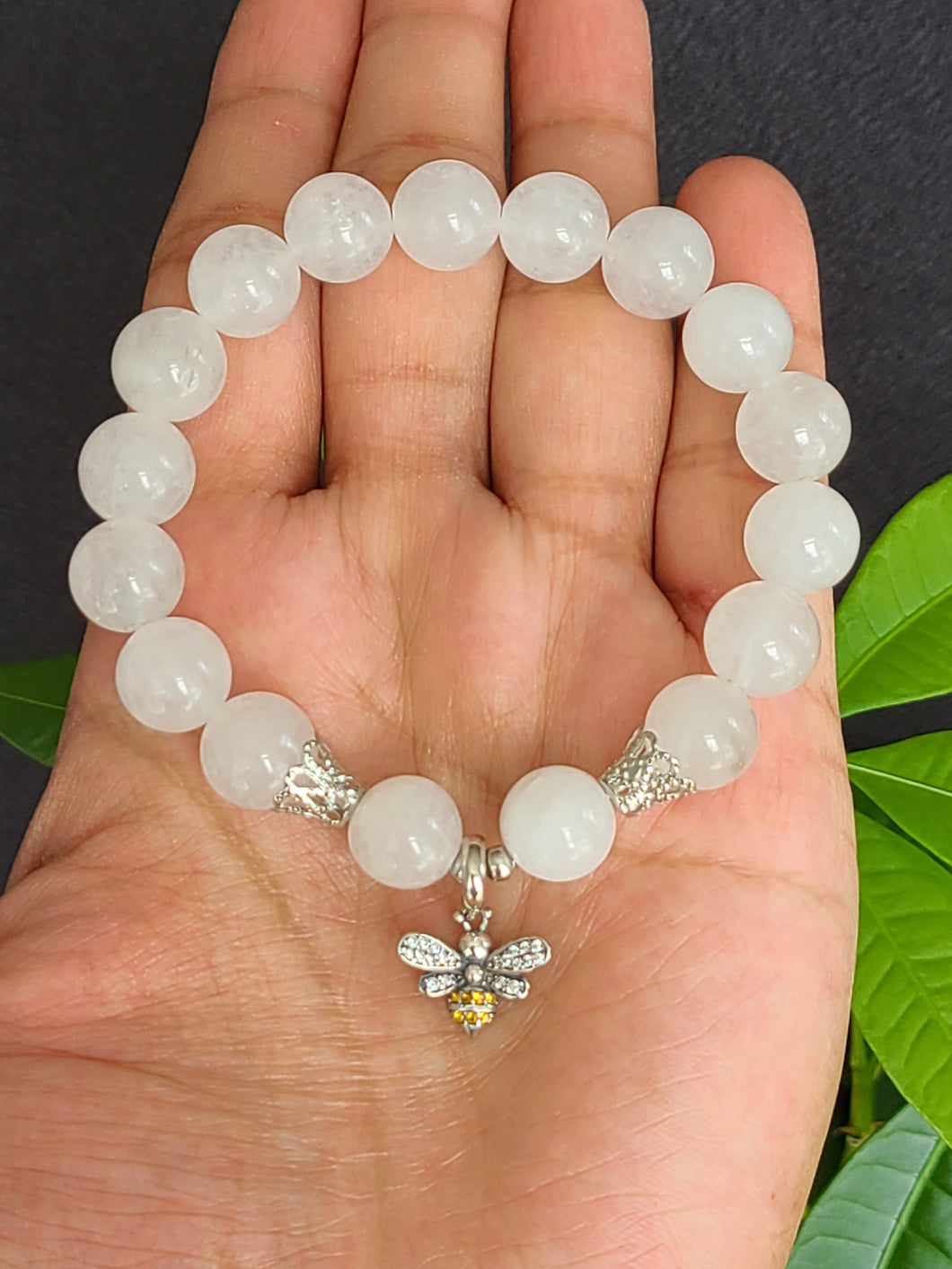 Vòng Đá Bạch Ngọc, 10mm (White Jade)