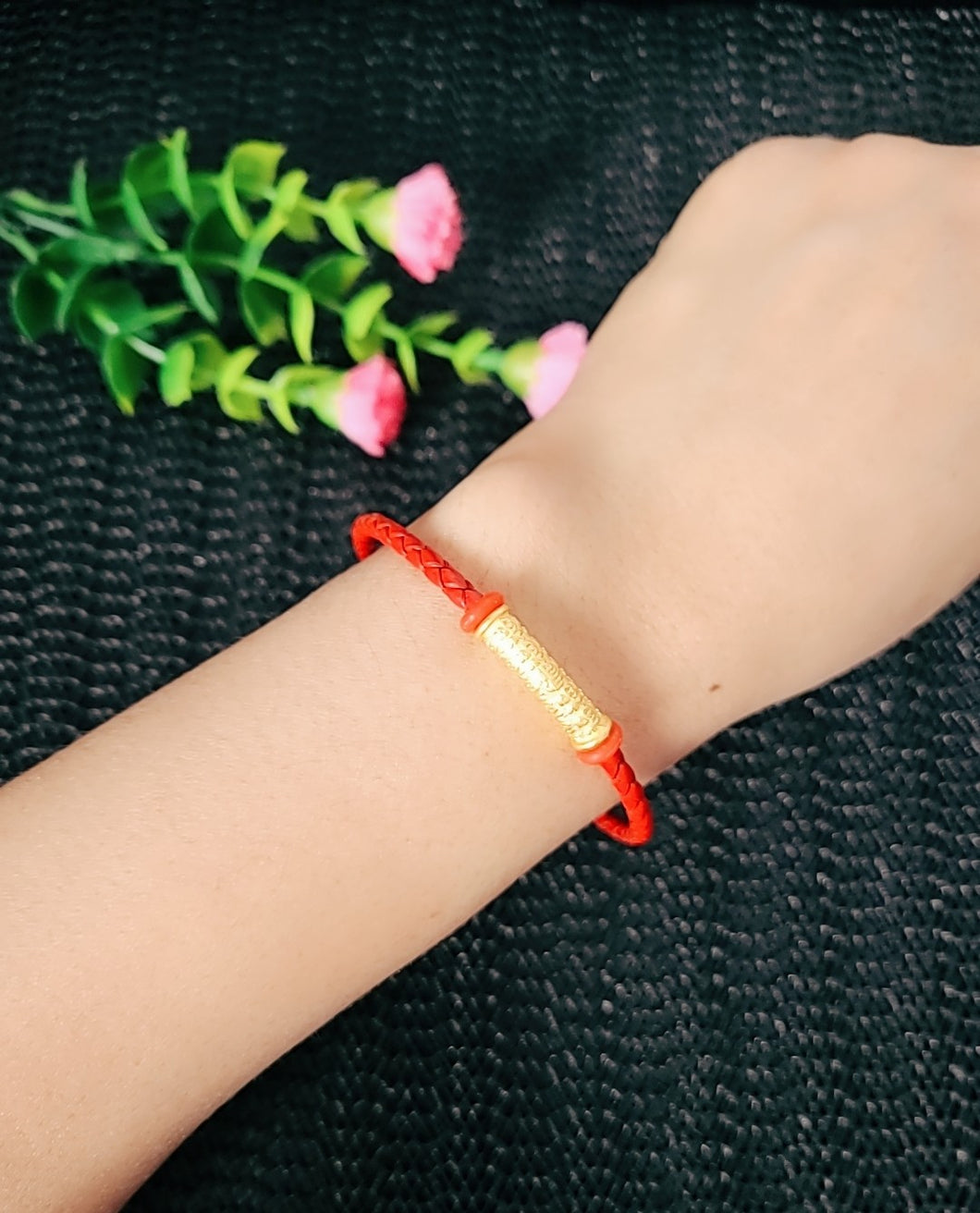 VÒNG DÂY ĐỎ CHARM VÀNG 24k